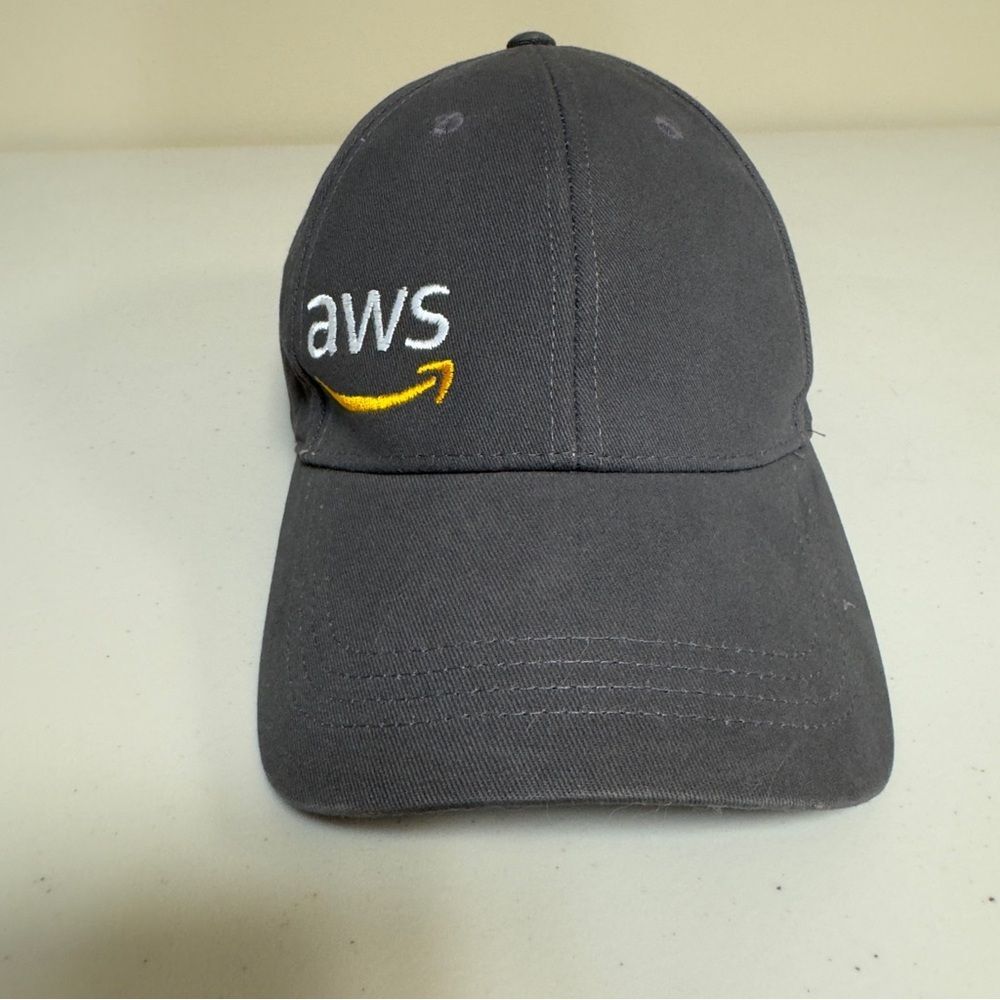 Amazon Hat AWS Web Services Baseball Cap Gray Adjustable Velcro Strap Back